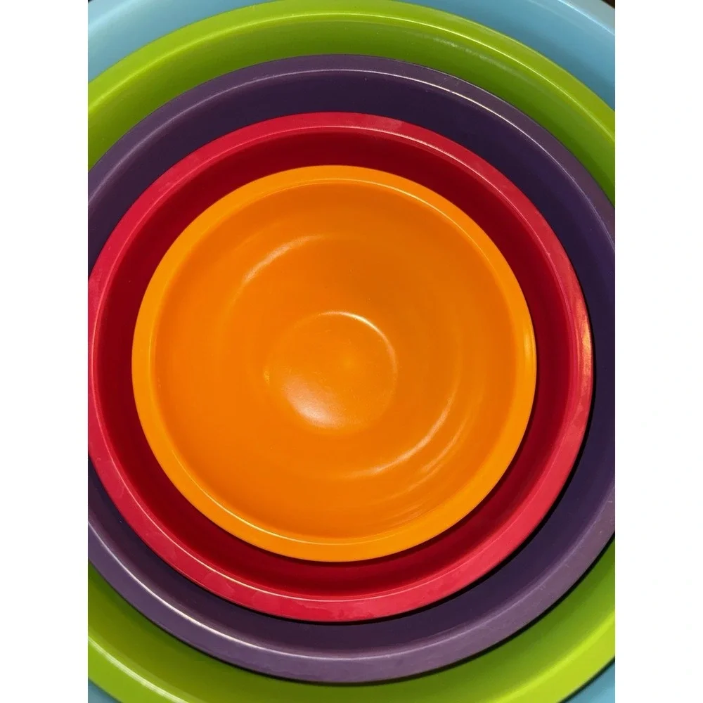 Set Of 6 GHP Melamine Nesting Mixing Bowls Assorted Colors and Sizes, Rainbow